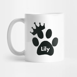 Lily cat name made of hand drawn paw prints Mug